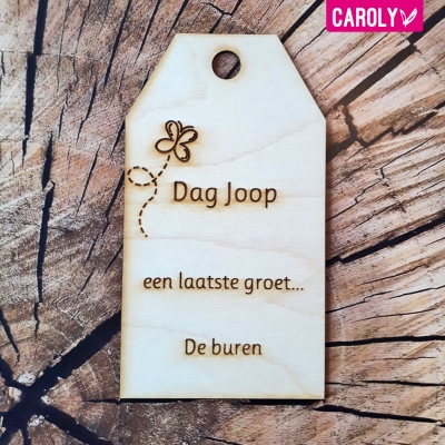 Afscheidshout Label Afscheidshout Label