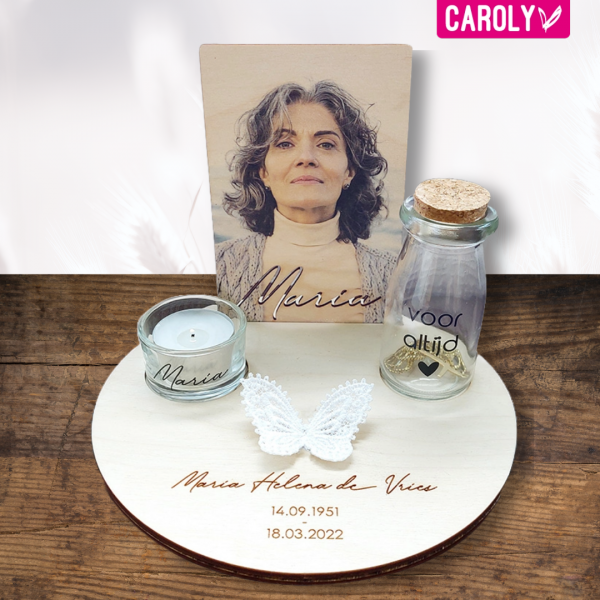 "Voor altijd" herinneringsplank rond - vlinder