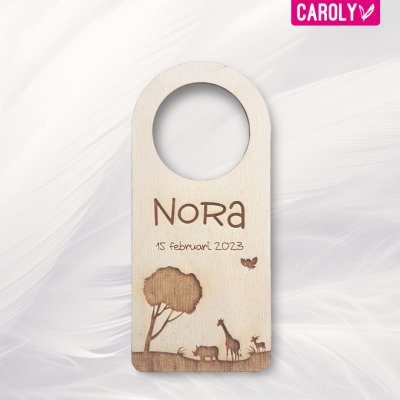 Houten deurhanger jungle met naam