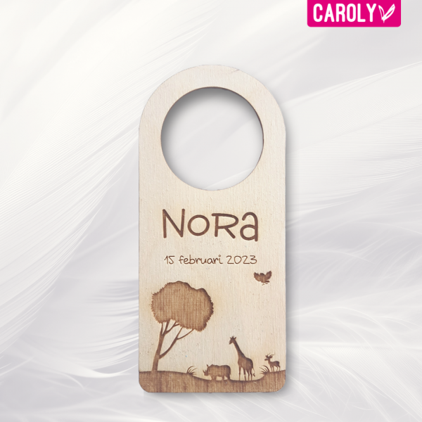 Houten deurhanger jungle met naam