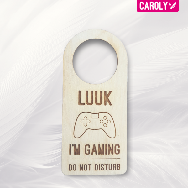 Houten deurhanger gaming met naam