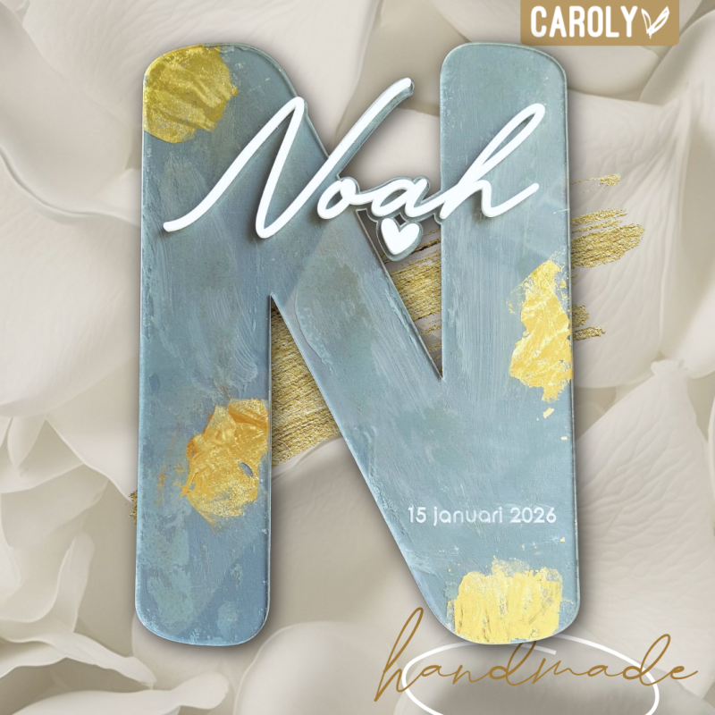 Naamletter handmade - blue