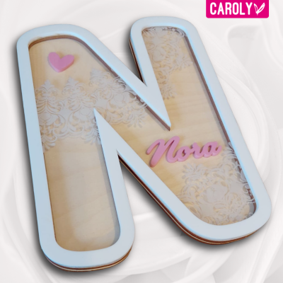 Naamletter hout/roze