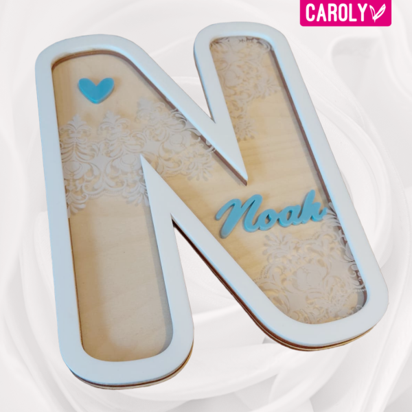 Naamletter hout/blauw