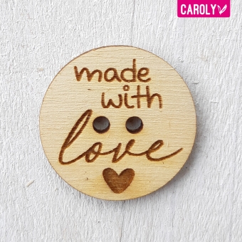 Houten knoop "made with love" 