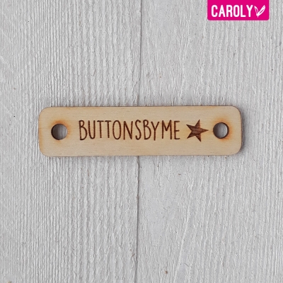 Houten label met eigen tekst 1x4cm Houten label met eigen tekst 1x4cm