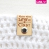 Leren label "made with love by" met naam 25x70mm bovenkant