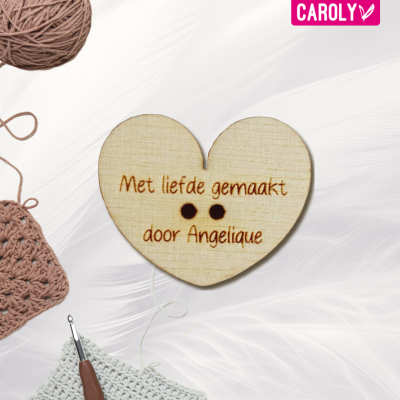 Houten hartje met eigen tekst 30mm