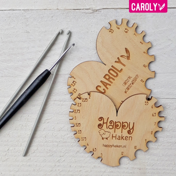 Haaknaalden-meter met logo