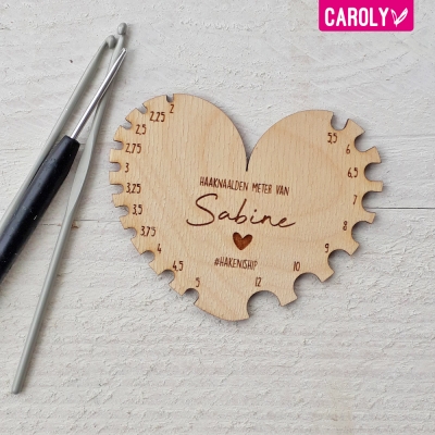 Haaknaalden-meter met naam