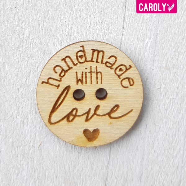 Houten knoop "handmade with love" 