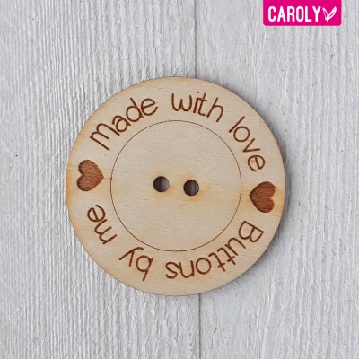 Houten knoop met naam of eigen tekst 30mm