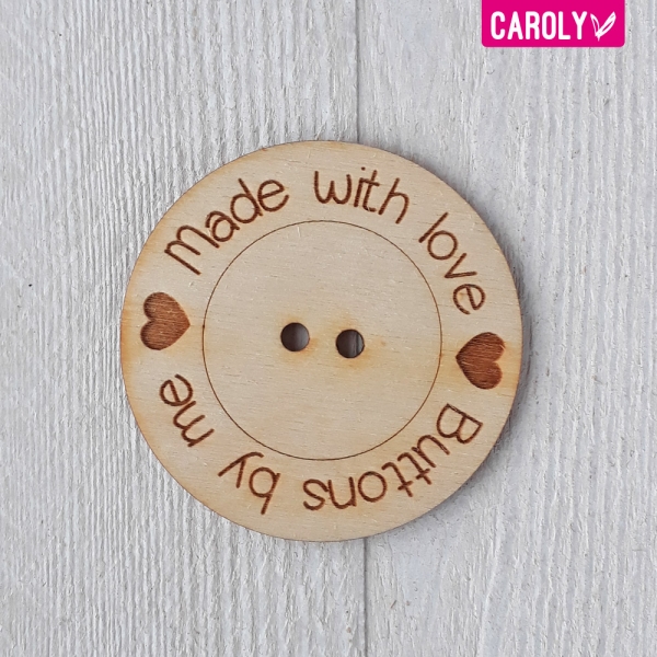 Houten knoop met naam of eigen tekst 30mm