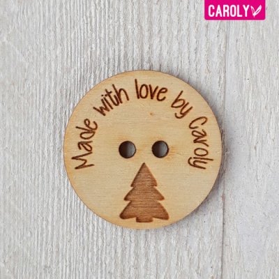 Houten knoop met naam of eigen tekst - kerstboom