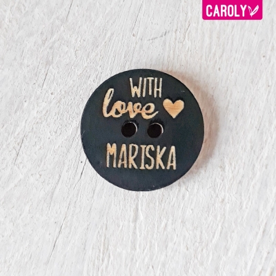 Zwarte knoop "with love" met naam Zwarte knoop "with love" met naam
