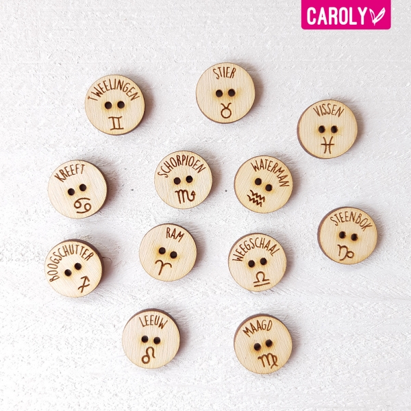 Setje knopen met sterrenbeeld-wandhanger