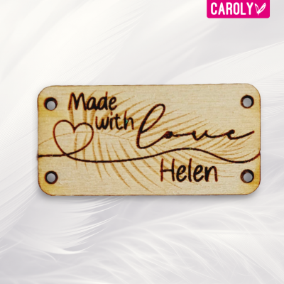 Houten label Made with love - tropical