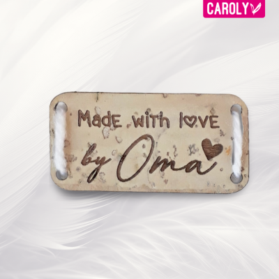 Label kurk "Made with love by Oma" 20x40mm