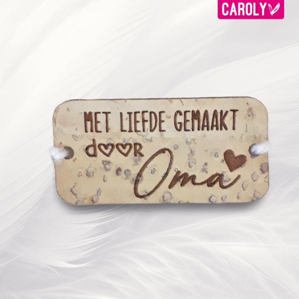 Label kurk "Met liefde gemaakt door Oma" 20x40mm