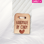 Leren label met naam of eigen tekst 20x55mm onderkant