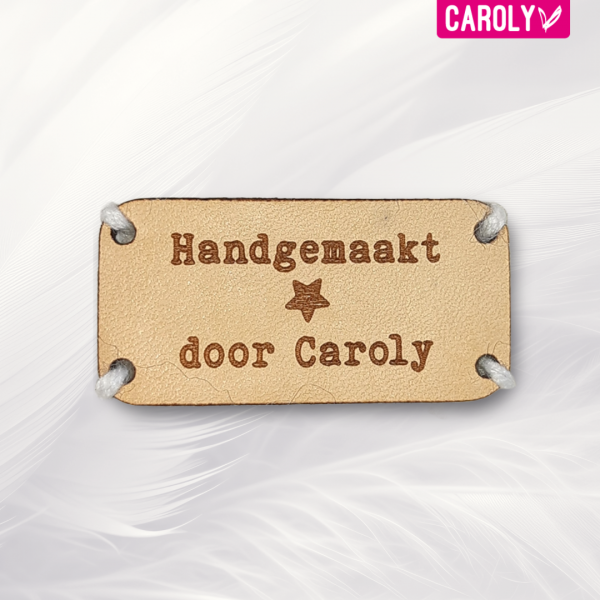 Leren label met naam of eigen tekst 20x40mm