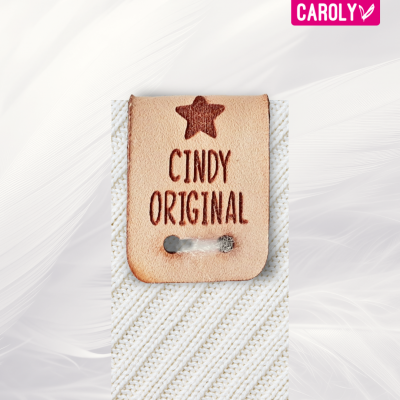 Leren label met naam of eigen tekst 20x55mm bovenkant