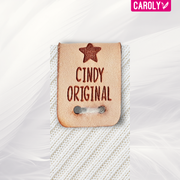 Leren label met naam of eigen tekst 20x55mm bovenkant