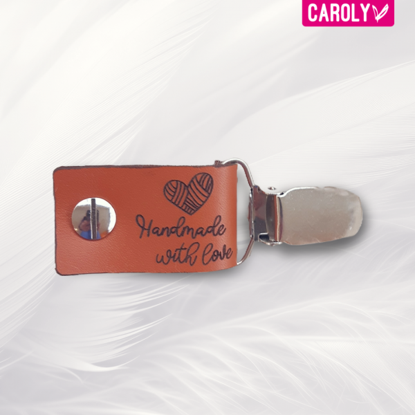 Vestclip leer "handmade with love"