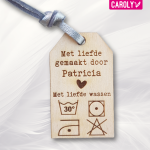 Houten waslabel "Met liefde" retro