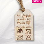 Houten waslabel "Met liefde" 