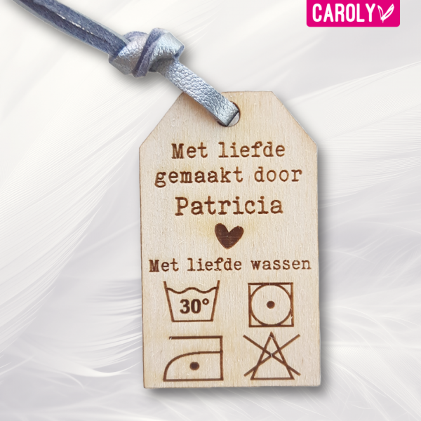 Houten waslabel "Met liefde" retro