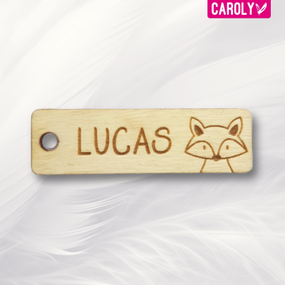 Houten naamlabel "Vosje"
