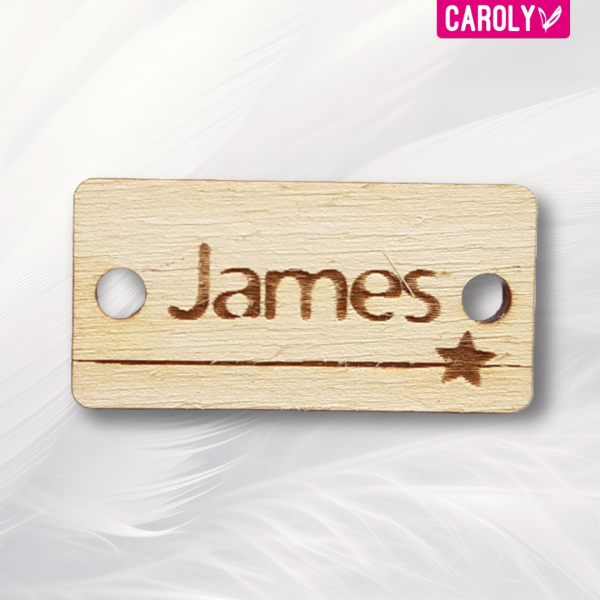 Houten naamlabel "James"