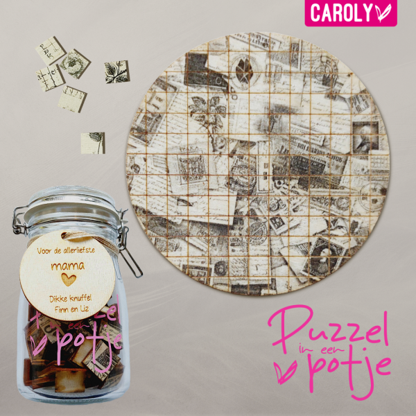 Puzzelpotje houten puzzel "Vintage ansichtkaarten"