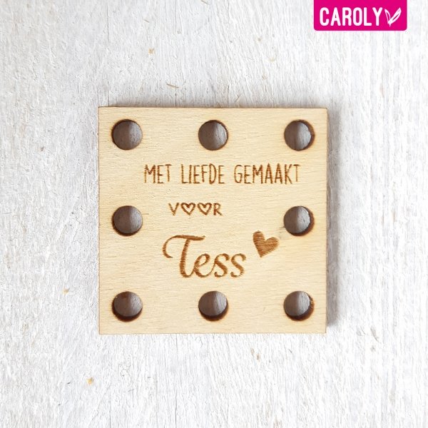 Square "met liefde gemaakt voor" met naam