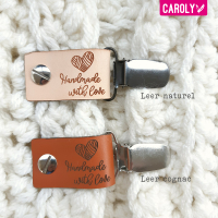 Vestclip leer "handmade with love"