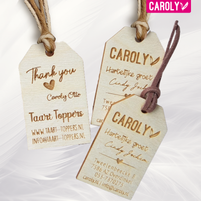 Houten visitekaartje label